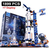 Space Aviation Manned Rocket Building Blocks With Astronaut Figure City Aerospace Model Bricks Children Toys for Kids