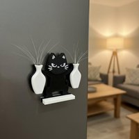 Magnetic Cat Vase Whisker Collector Mini Dual Vases Refrigerator Magnet Cute Animal Fridge Decor for Kitchen Living Room Office