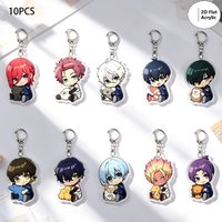 7/8/10pcs/set Anime Keychain BLUE LOCK Key Chain for Accessories Cute Bag Pendant Key Acrylic Cartoon Friends Gifts wholesale