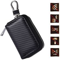 Car Key Signal Blocker Bag RFID Shielded Signal Zipper Case PU Leather Anti-Hacking Anti-Theft Key Fob Pouch Auto Faraday Box