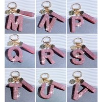 Pink 26-Letter Creative Rhinestone Keychain, Cross-Border Trendy Bag Charm & Car Key Accessory