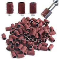 100/50pc Sanding Cap Bands For Electric Manicure Machine 180/120/80 Grit Nail Drill Grinding Bit Files Pedicure Tool Set