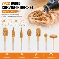 CAELUM Tungsten Carbide Rotary Burr Titanium Coated Very Coarse Engraving 1/8ââ Shaft Wood Carving Bit For Dremel Electric Tool