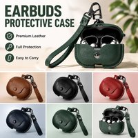Leather Earphone Protective Case For Shokz OpenDots Air E210 Anti‑Scratch Headphone Cover Portable Keychain Storage Bag
