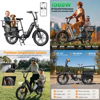Factory Price K008 20" 48V 15AH Battery Tire Electric Family Cargo Bike City Bike with Long Tail