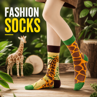 1 Pair of Giraffe-print Socks, Trendy and Stylish, Suitable for Unisex