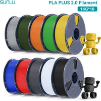 SUNLU 10KG PLA Plus 2.0 Filament 3D 1.75mm soigneusement enroulé plus fort robuste multicolore mise à niveau plastique PLA + Filament d'imprimante 3D