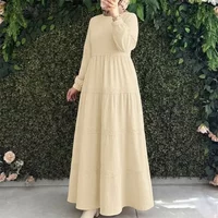 ZANZEA Fashion Muslim Abaya Dress Ramadan Robe Women Elegant Long Sleeve Pleated Sundress Dubai Hijab Dresses Eid Kaftan Vestido