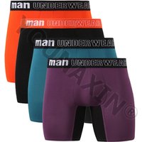 4 Piece Big Size Men Sexy Panties Underwear Boxers Briefs Bamboo Fiber Knickers Stitching Color Homme Long Undies Boy Underpants