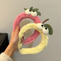 Plush Furry Eyes Headband Cute Cartoon Pink Strawberry Hair Band Women Girl Wash Face makeup Hair accessories