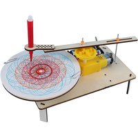 DIY Kids Creative Assembled Wooden Electric Plotter Kit Model Automatic Painting Drawing Robot Science Physics Experiment Toy