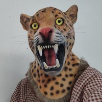 Leopard Mask Realistic Cheetah Mask Funny Full Head Mask Wild Animal Mask for Halloween Costume Cosplay Party Prop