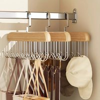Solid Wood 8 Hook Hangers Multi-functional Women Storage Bra Underwear Vest Tie Clothes Hanger Wardrobe Men Belt Organizer Hook