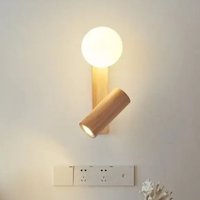 Minimalistyczna Obrotowa Drewniana Lampa Ścienna LED Lampka do Czytania Reflektor do Sypialni Głównej Przy Łóżku Hotelu Salonu Oświetlenie Wewnętrzne
