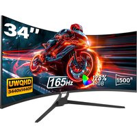 Gawfolk 34 Inch Ultrawide Curved Gaming Monitor, 1500R Curvature 165hz UWQHD, Curved Computer Screen with FreeSync,