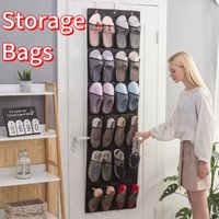 24 Pockets Shoes Storage Bag Wall-mounted Behind Door Closet Shoe Hanging Rack Organizer Space Saver Sundries Pouch Items