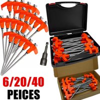 6/20/40Pc Screw In Tent Pegs Drill Top Hard Ground Camping Awning Pegs Camping Ground Sheet Anchor Hard Ground Awning Pegs