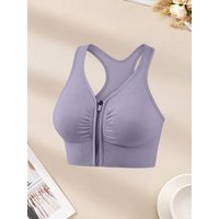 1Pcs Front Zip Purple Sports Bra,Summer Travel Essentials,Ideal Running,Swim, Gym, Beach Parties, Couples, The Perfect Gift for