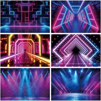 Neon Lights Birthday Backdrop Futuristic Electronic Style 80's 90's Disco Rock Stage Movies Gaming Adult Photography Background