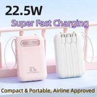 20000mAh Outdoor Power Bank, 22.5W Super Fast Charging, 4 Built-in Cables, Digital Display, Compact & Airline Approved