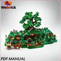 MOC The Shire Extended Village Expansion, Fantasy Hobbit House Building Bricks Set for Display and Collection
