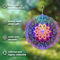 Retro Mandala Lotus 3D Spinner Metal Wind Chime, 360° Swivel Hook Garden Decor Gift