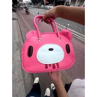 Cute Pink Bear Design Shoulder Bag, Fashion Faux Leather Handbag for Women