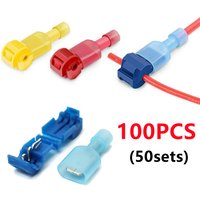 10/20/50/100PCS Quick Type T Electrical Cable Wire Connectors Straight Lock Crimping Waterproof Insulated Wire Crimp Terminals