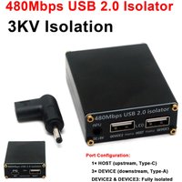 480Mbps USB 2.0 High-Speed Isolator HUB Isolation Eliminate Ground Noise F/ Audio DAC Medical Device PLC Hard Disk Data Transfer