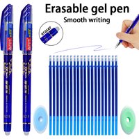 Creative Erasable Gel Pens Set, 0.5mm Black/BlueErasable Pen Refill, Washable Handle Magic Erasable Pen Office Stationery