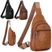Fashion Men Bags Leather Chest Shoulder Crossbody Bag Zipper Pack Sling Shoulder Bag Outdoor Travel Bags