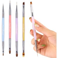 1/4PCSDouble Head Crystal Handle Nail Brush Liner Brush Painting Pen Gel Brush Crystal Nail Art Manicure