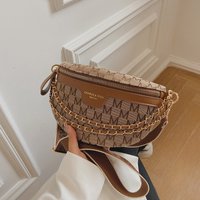 Printed Letter Plaid Pattern Fanny Packs For Women Fashionable Chain Waist Bag Female Waist Pack Ladies Wide Strap Crossbody Bag