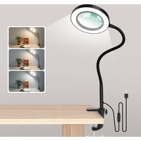 NEWACALOX USB 5X Magnifying Glass Table Clamp Magnifier with LED Light Flexible Desk Lamp for Reading Working Welding Work