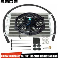 Universal 8 Row Transmission Radiator Oil Cooling &10 Inch 12V Car Air Conditioning Radiator Slim Fan Cooler (Non combination)