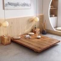 luxury Natural Japanese solid wood tatami log style rest platform simple bed hotel modern floor-standing homestay furniture home
