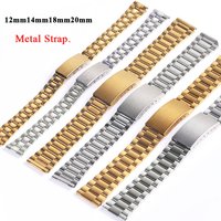12mm 14mm 18mm 20mm Stainless Steel Bracelet Universal Watch Band for Men Women Sport Replacment Wrist Band Solid Folding Buckle