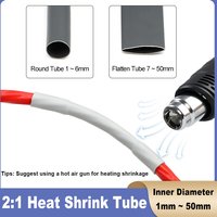 Grey 2:1 Heat Shrink Tube 1mm ~ 50mm DIY Connector Repair Protect Charging Data Cable Speaker Wire Insulated Shrinkable Sleeving