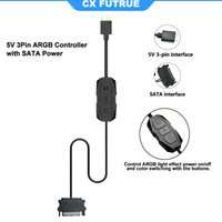 CX FUTURE 5V 3Pin ARGB Controller with SATA Power Mini RGB Control Hub for PC Chassis Fan LED Light Strip Heatsink Lighting Cont
