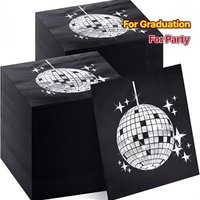 20/40/80Pcs Disco Ball Theme Napkins Disposable Paper Tissues for 70s 80s Happy Disco Birthday Wedding Party Decor Supplies