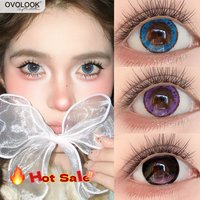 OVOLOOK 2pcs Cosplay Colored Contact Lenses Blue Purple Doll Eyes for Anime Halloween Makeup Soft Contact Lenswith Prescription