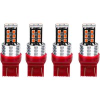 4Pcs 7443 7440 Red Flashing Strobe Blinking Rear Alert Safety Brake Tail Stop High Power LED Light Bulbs
