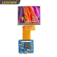 LESOWN mini Small LCD Screen 3.5 inch 640x480 IPS Full Viewing TTL 54PIN HDMI USB Powered micro Display Module with Driver Board