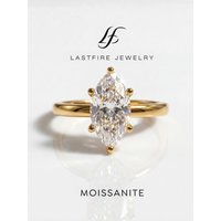 Fashion Luxury 1-2CT Real Marquise Moissanite Diamond Wedding Engagement Rings for Women 925 Sterling Silver Fine Jewelry