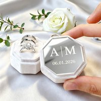 Personalized Wedding Ring Box, Triple Slot Velvet Ring Box, Engagement Ring Box, Custom Ring Box Proposal