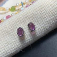 5MM Natural Amethyst Stud Earrings For Women Vintage Femme Gift Prevent Allergy Fine Jewelry Stone