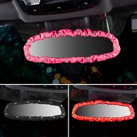 Universal Car Rearview Mirror Cover Elastic Leather Crystal Rear View Mirror Decoration Cover Auto Interior Accessories