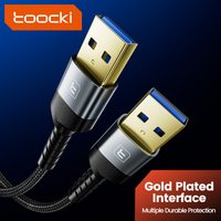 Toocki UBS 3.0 Extension Cable USB-A Male to Male Cable USB 3.0 Extender for TV Box PC Radiator Hard Drive Camera Data Wire