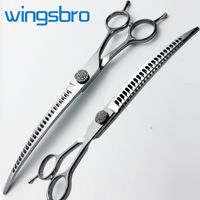 wingsbro 8 inch Pet Dog Grooming Curved Scissors Professional Dogs Curved Shark Trimming Scissors Curved Scissors for Dog Beauty