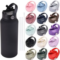 Portable PP Plastic Cup Lid Splash Spill Proof Wide Mouth Spout Lid Vacuum Bottle Replacement Lid Straw Flip Lid Cap